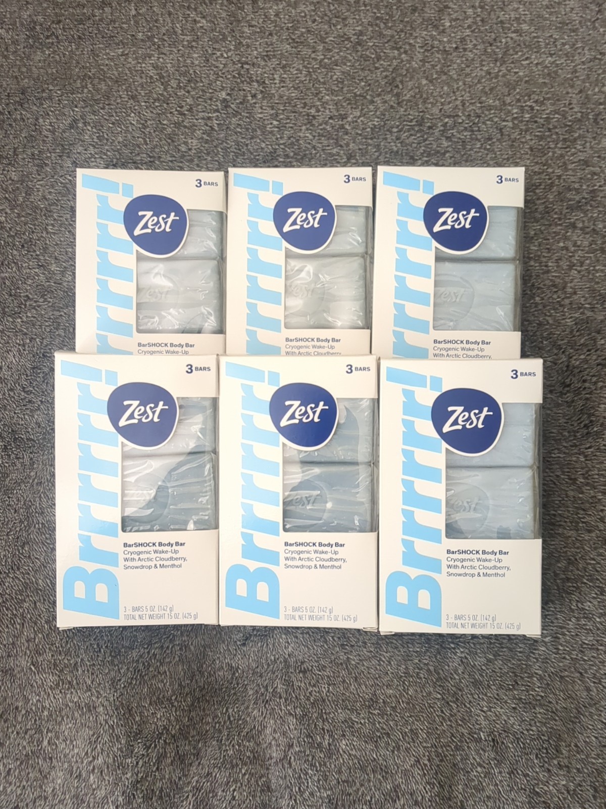 (6) Zest®️ Brrrrr! Bar SHOCK Body Bars with Arctic Cloudberry, Snowdrop &Menthol