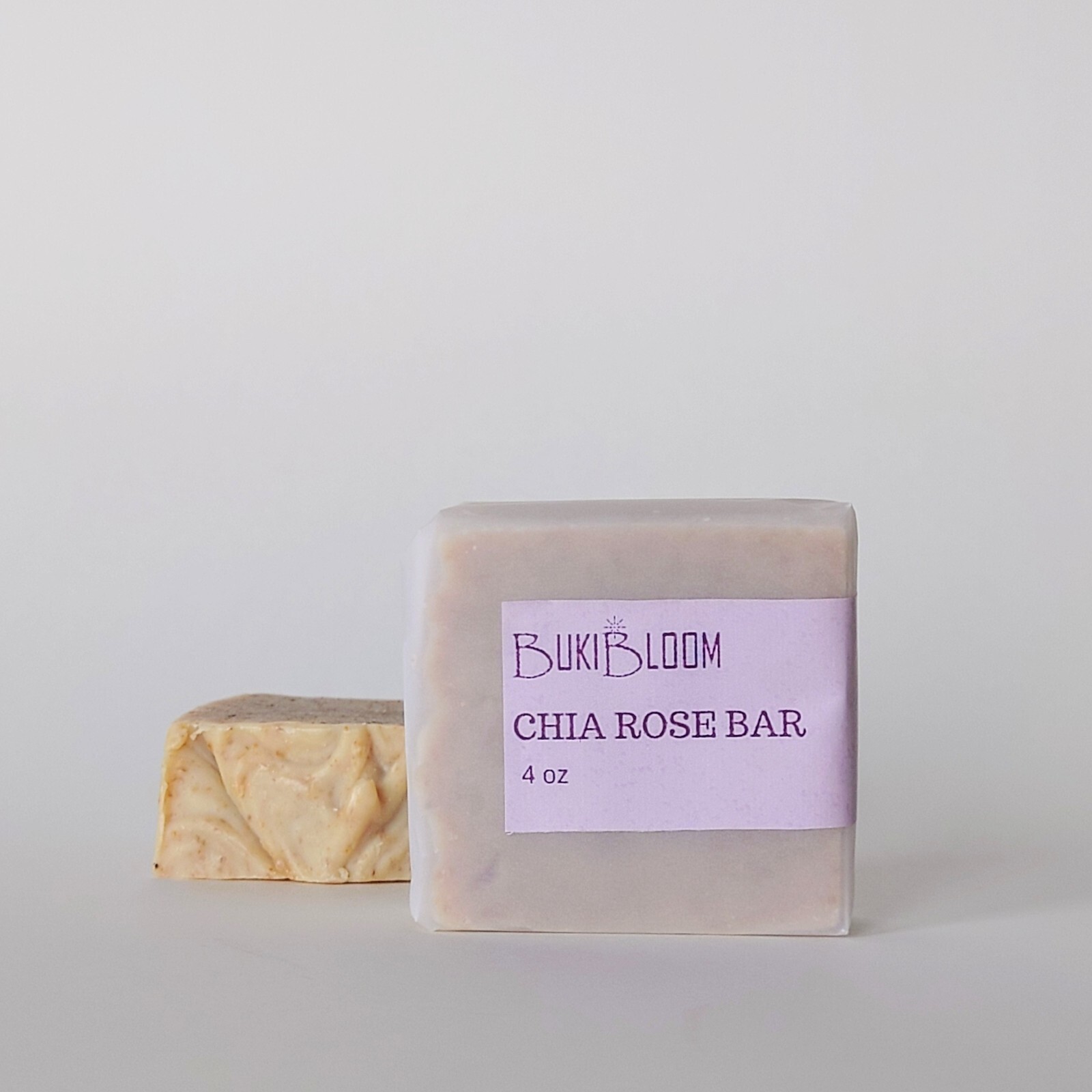 BUKIBLOOM Chia Rose Exfoliating Herbal Soap 5oz for Sensitive & All Skin Type