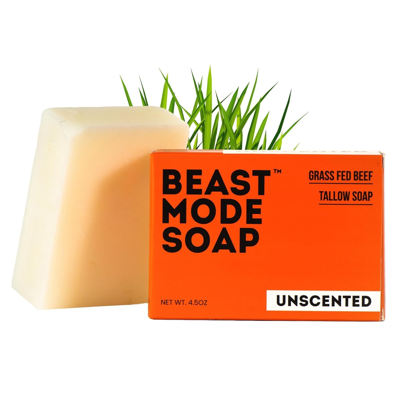 Beast Mode Soap for Men, Unscented, Single Bar – Minimal-Ingredient Grass-Fed