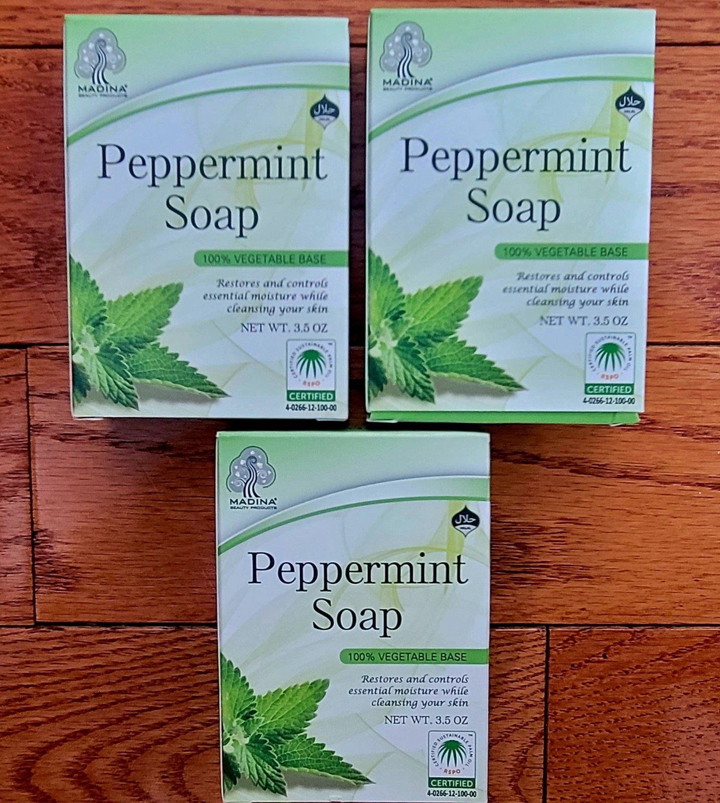 3 Pack – Madina Peppermint Soap 100% Vegetable Base Soap