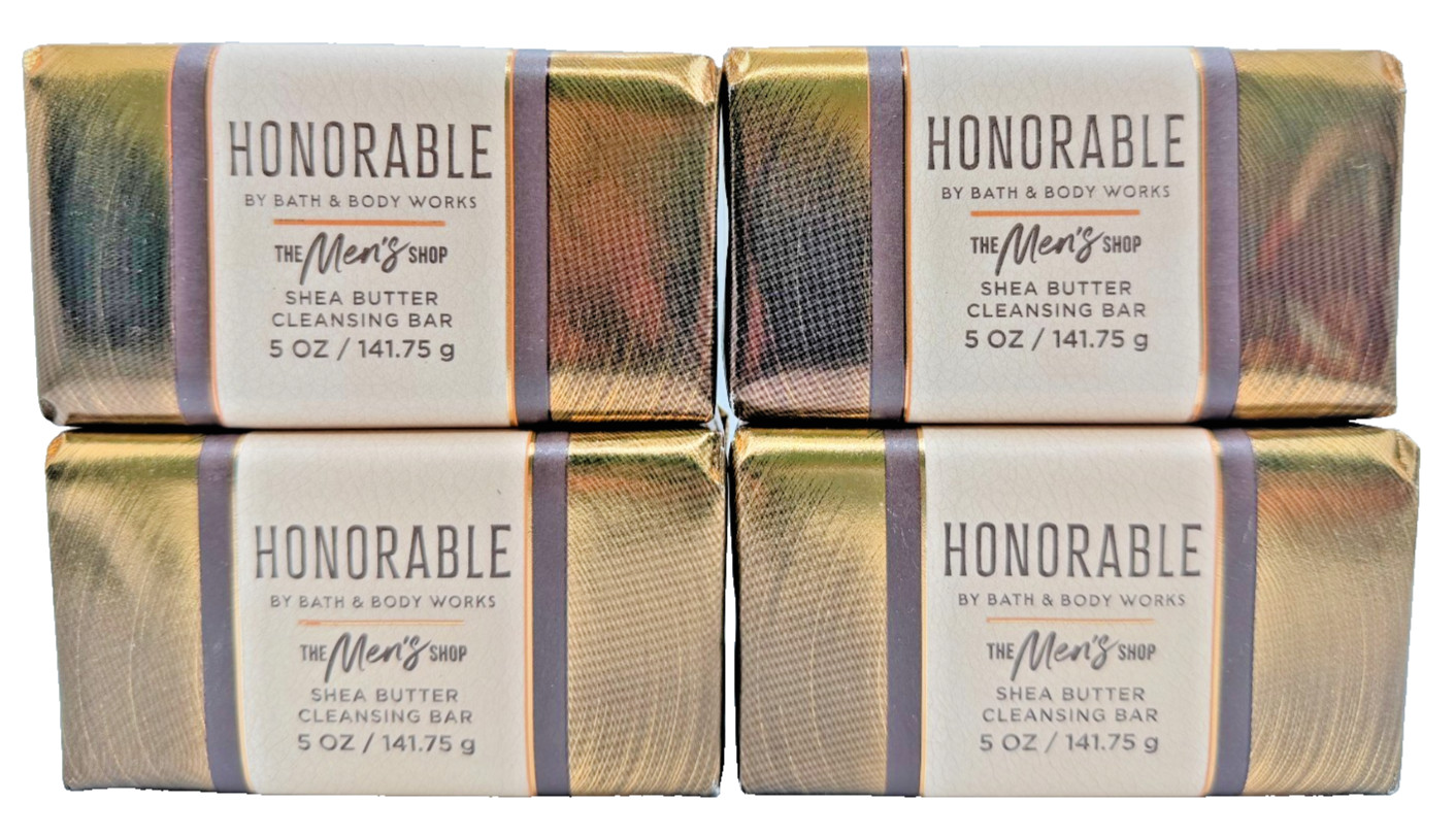 NEW Bath & Body Works Lot of 4 Honorable Shea Butter Cleansing Bar Soaps 5 oz