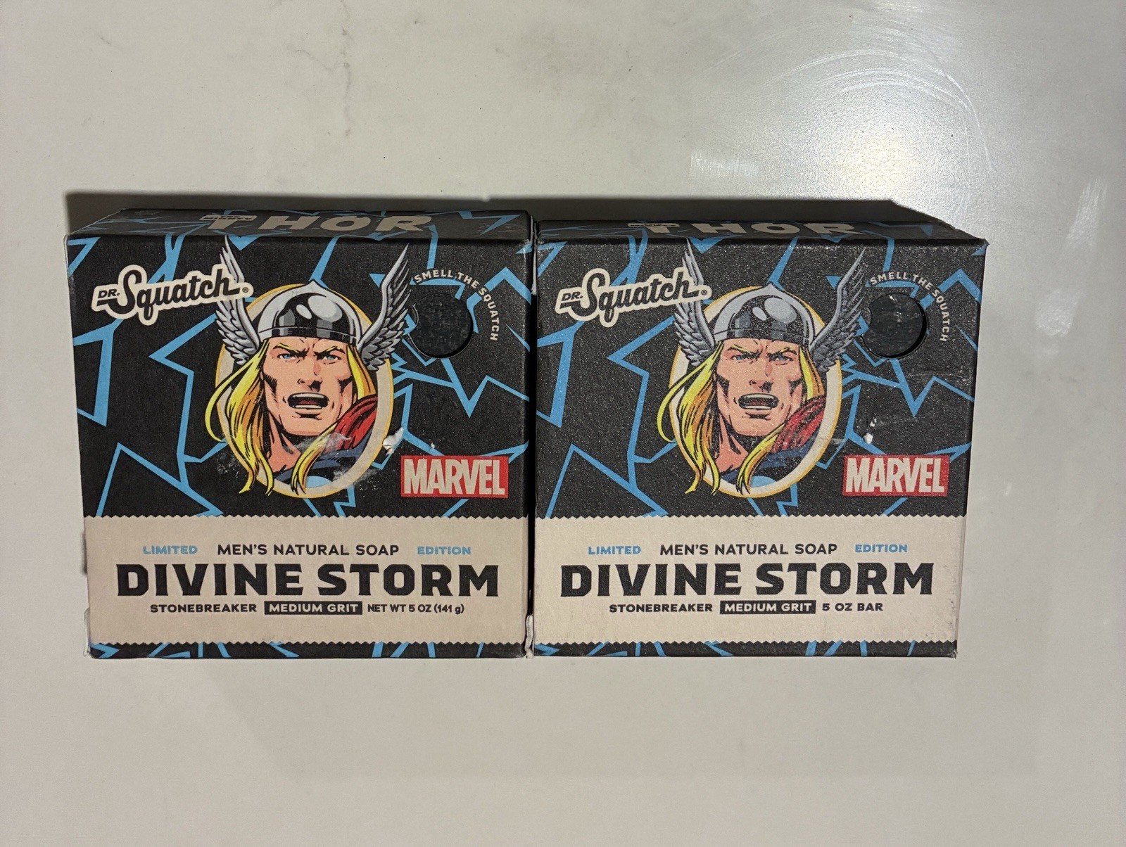 2 New Marvel x Dr. Squatch Natural Bar Soap Thor Divine Storm Limited Edition