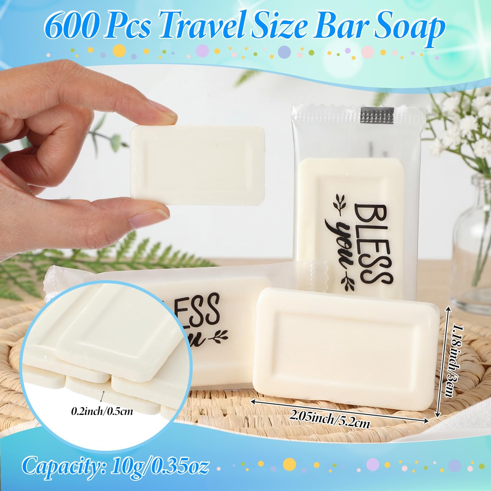 200 Pcs 0.35 oz Mini Hotel Soap Bars Bulk Individually Wrapped Hand Soap Bars…