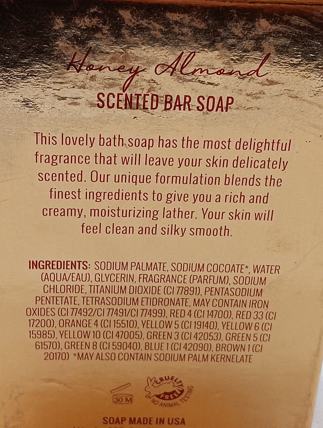 Vintage Honey Almond Scented Bath Soap In Christmas Box! USA Large 10 oz.