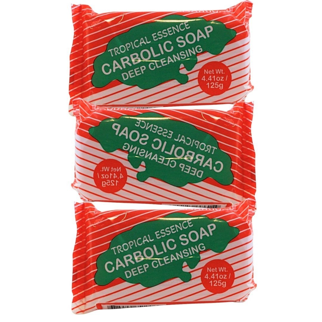 Tropical Essence Carbolic Soap 125g Deep Cleansing Red & Green 3 Pack