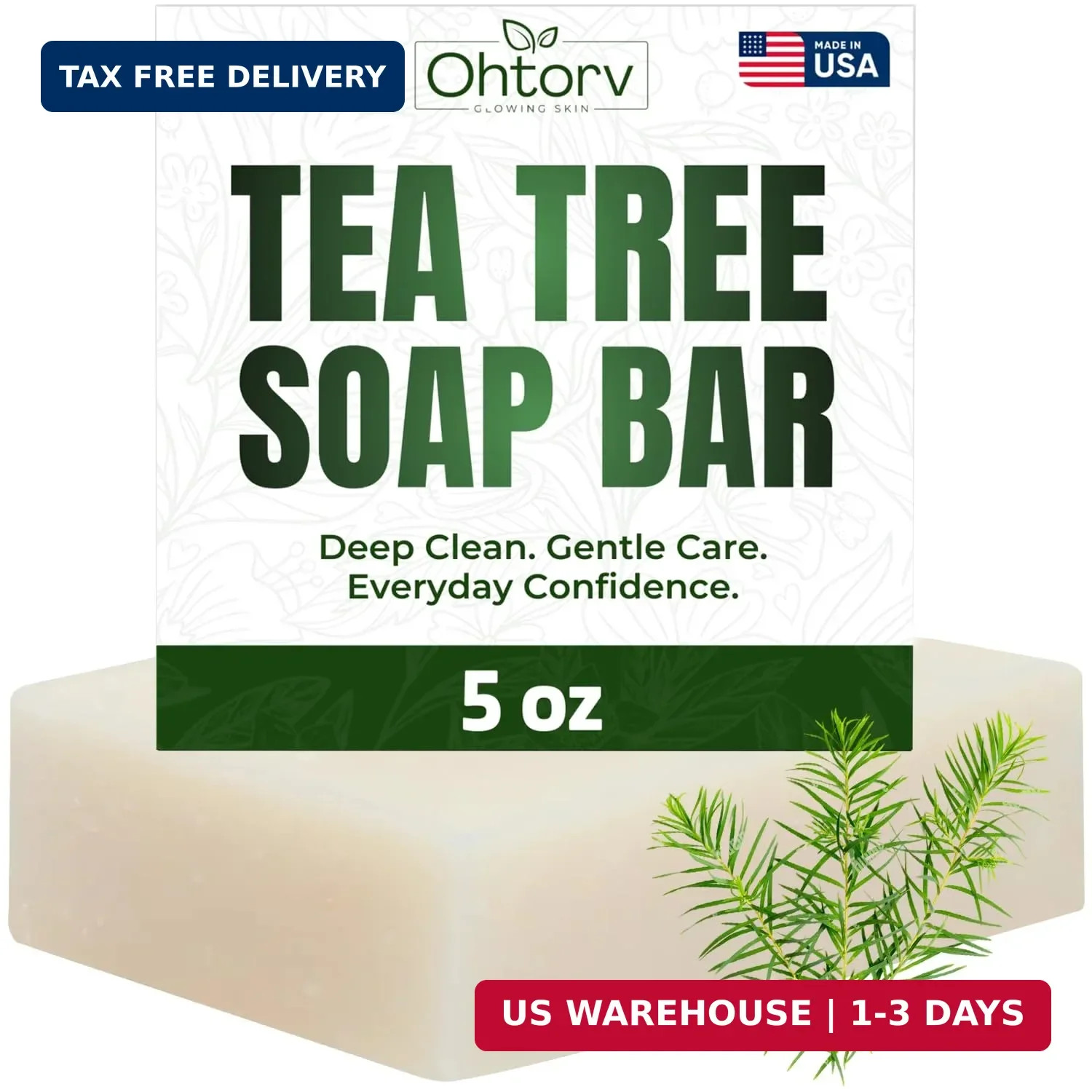 Tea Tree Soap – Natural Defense Tea Tree Oil Wash Bar for Face & Body – Remedy S