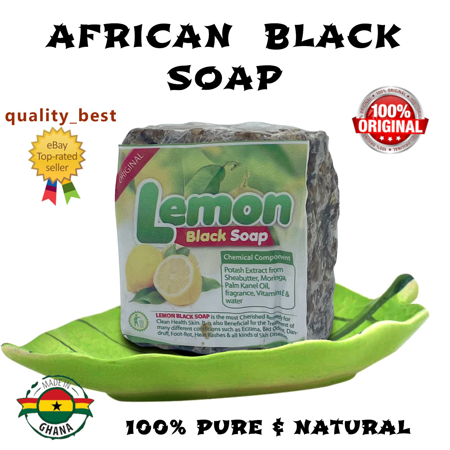 AFRICAN BLACK SOAP Organic Natural GHANA Handmade Premium Quality CHOOSE SIZE