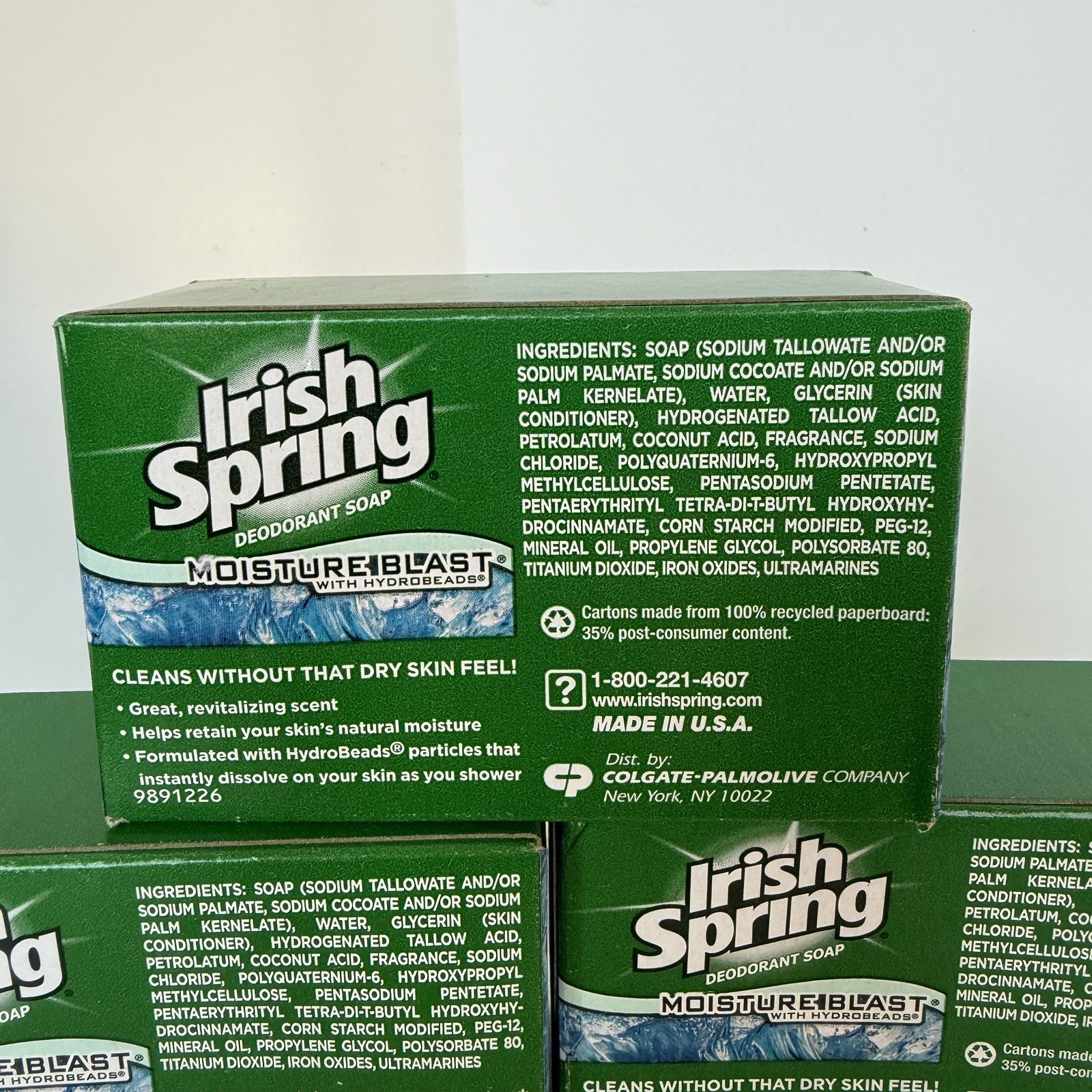 Irish Spring Moisture Blast With Hydrobeads Bar Soap 3 Count 3.75 Oz Each Discon