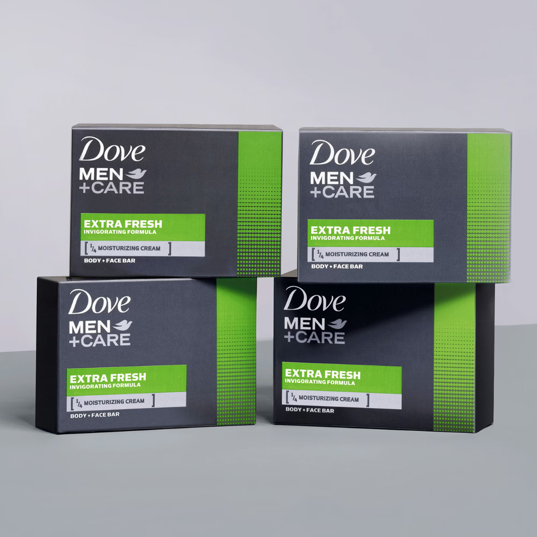 3 Pack Dove Men+Care Soap Extra Fresh, 3.75 oz, 4 Bars, Moisturizing Cleanser