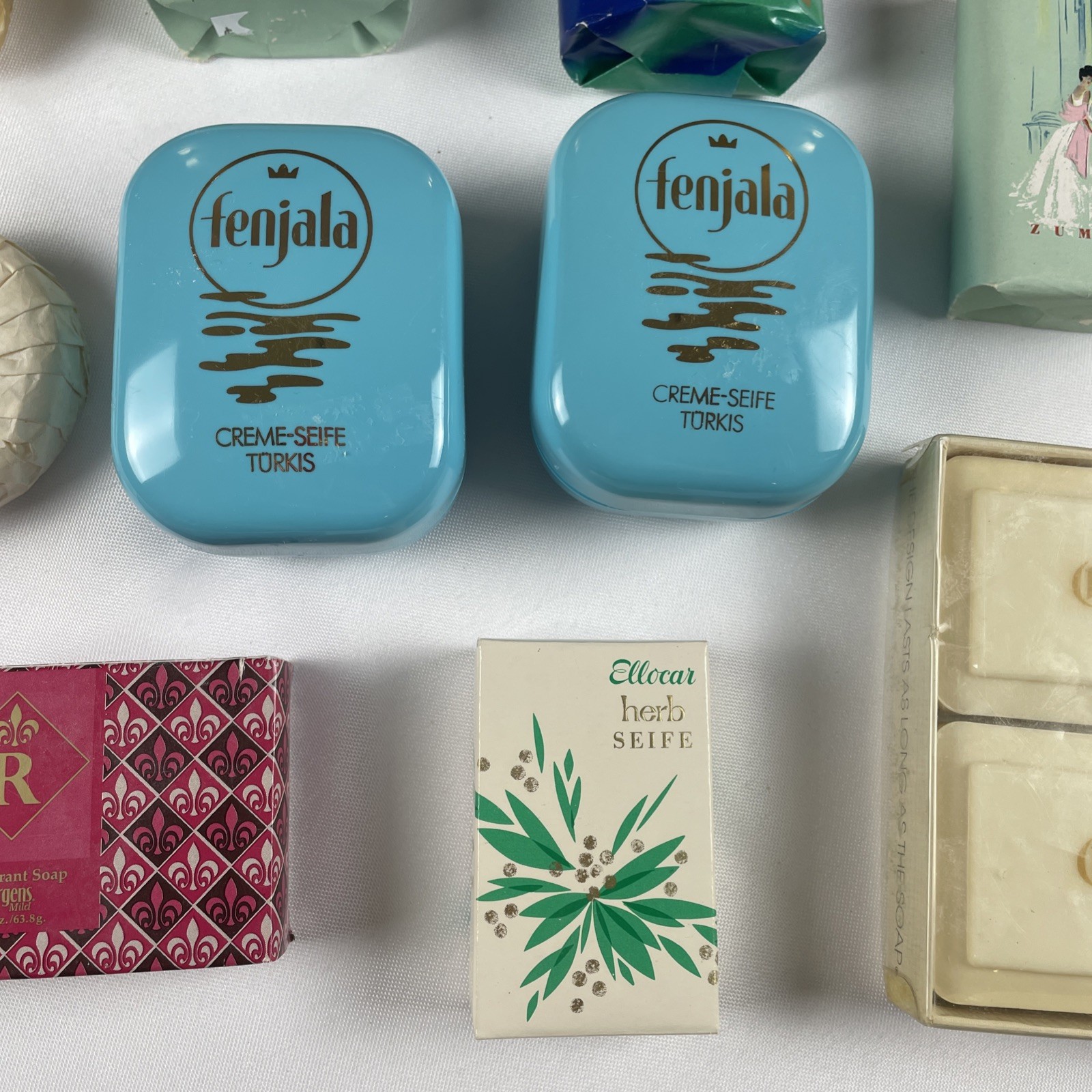 VTG. Bar Soap Lot of 9 Full Size Bars + Fenjala, Jergens, Tosca, Zum Fest, +