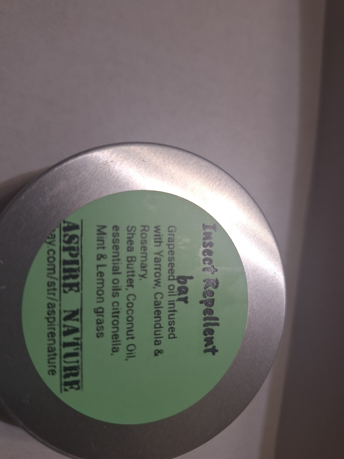 Citronella Scented Shea Butter, Beeswax & Coconut Oil Bar Natural W/to Go Tin