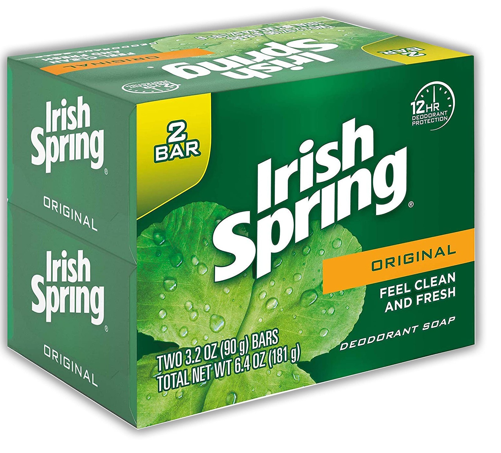 Irish Spring Original Deodorant Bar Soap 6.4 Oz Classic Fresh Clean Scent