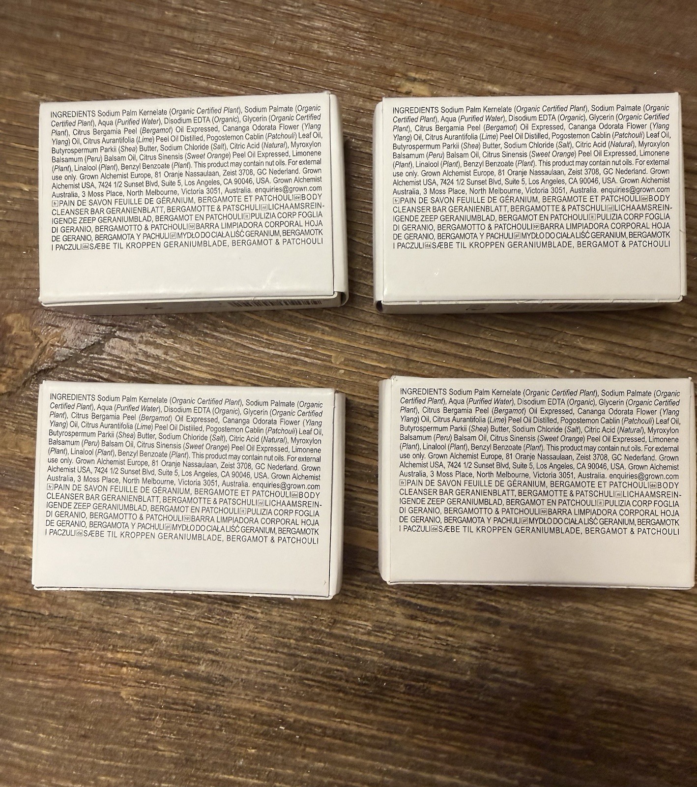 Grown Alchemist Body Cleansing Bar Geranium Leaf Bergamont Patchouli Set Of 4