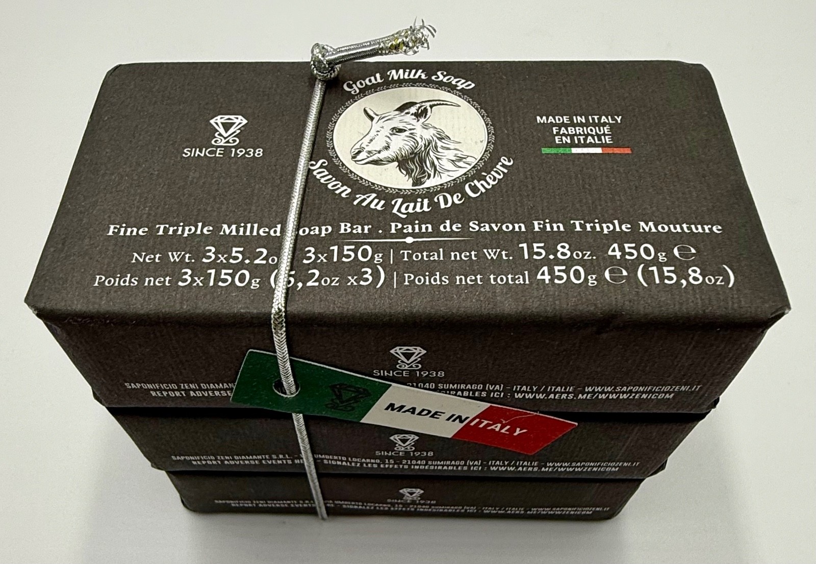 Zeni Goat Milk Triple Milled Soap Bars 3x 5.2oz Made in Italy Total 15.8oz