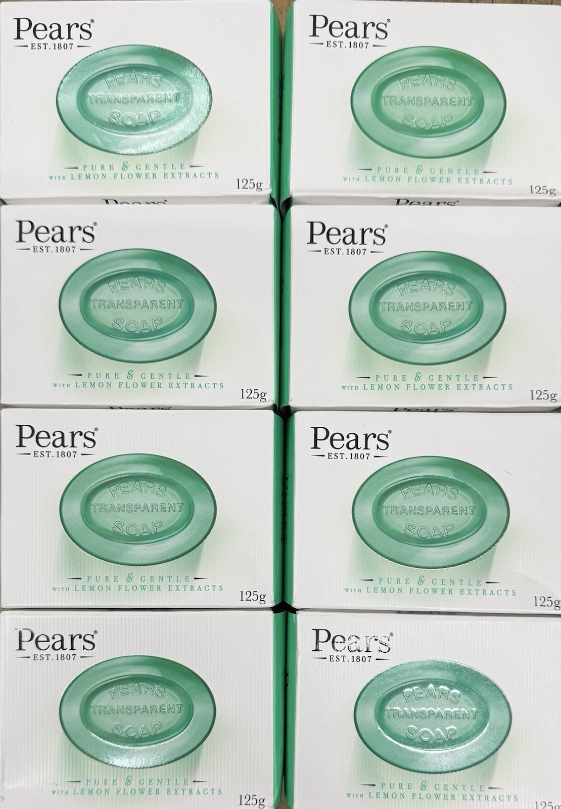 10pc Green PEARS TRANSPARENT SOAP BAR PURE & GENTLE 100g Each Free Shipping