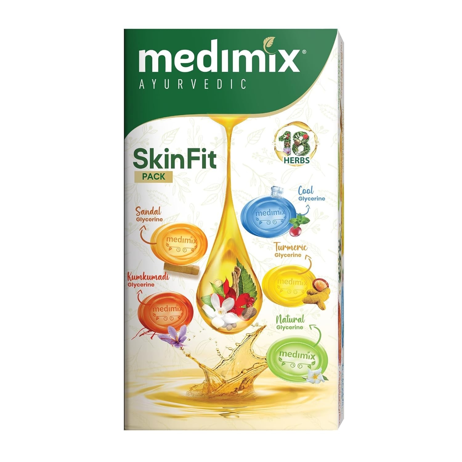 Medimix Ayurvedic SkinFit Soap Pack 625g | 5 Herbal Bathing Bars | Paraben Free