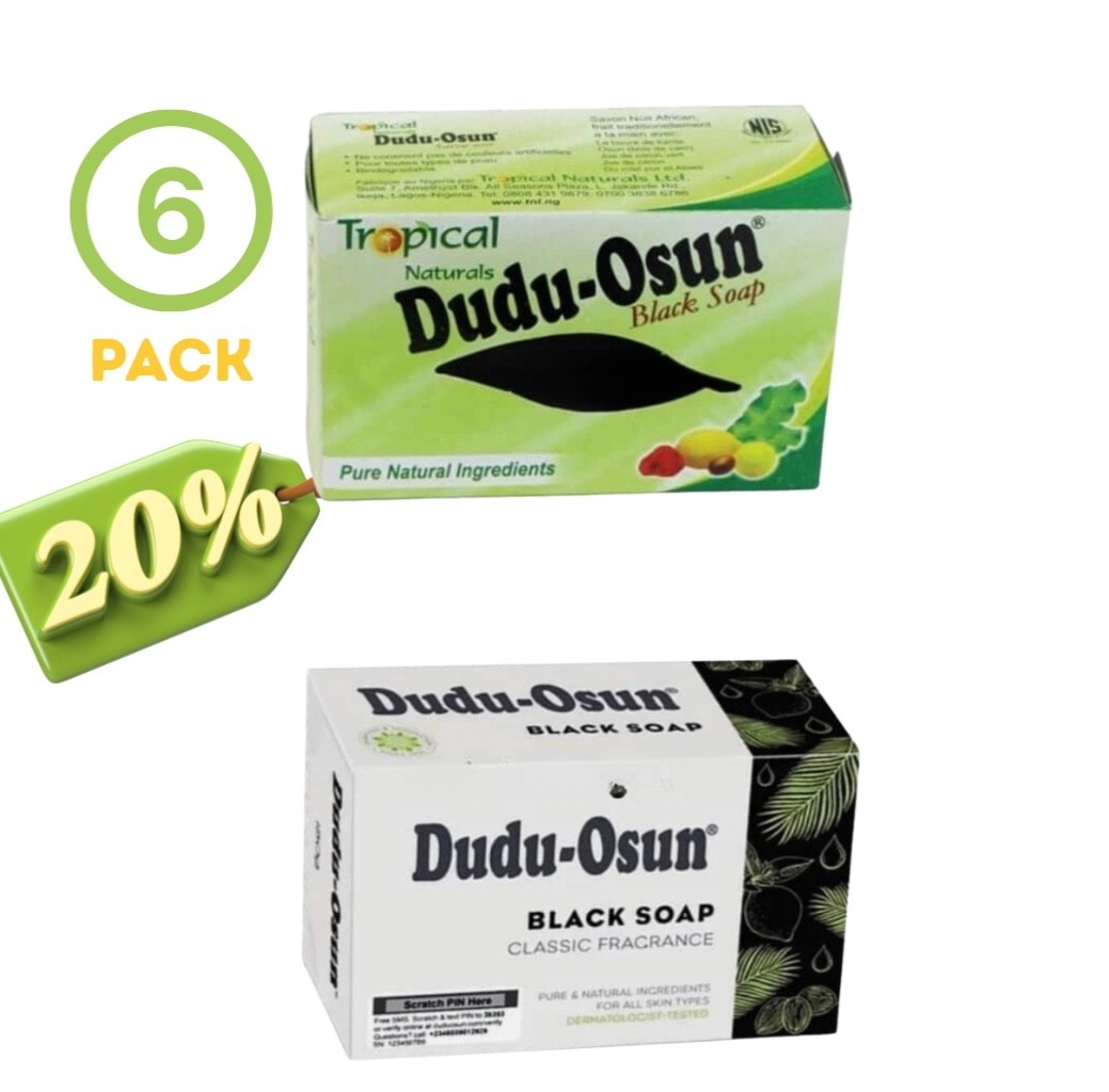DUDU OSUN AFRICAN BLACK SOAP Tropical Natural Herbal Raw Bars 6(PACK)