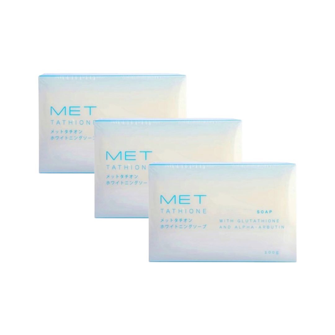 MET Tathione Glutathione & Arbutin Soap – Premium Face & Body Bar 100g 3pcs