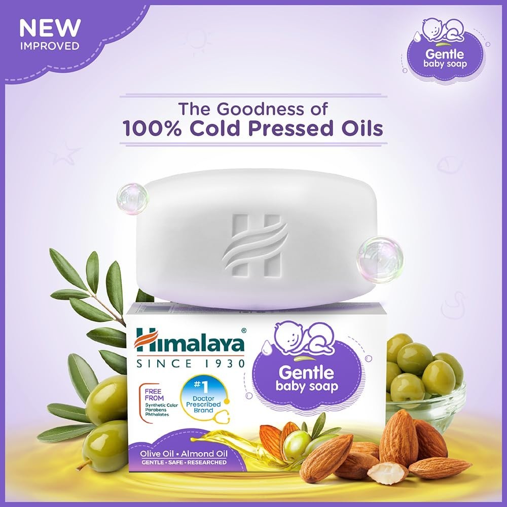 Himalaya Gentle Baby Soap 75g x 4 | Almond & Olive Oils | Doctor Recommended