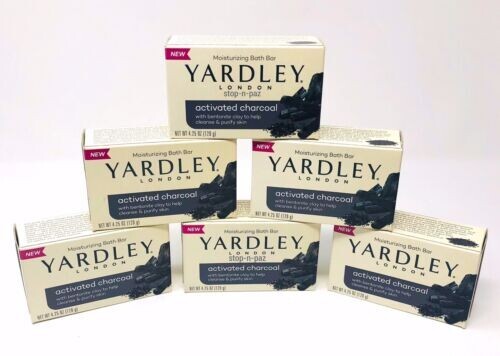Yardley London Activated Charcoal Moisturizing Bath Soap Bar 4.25 oz 6 Pack