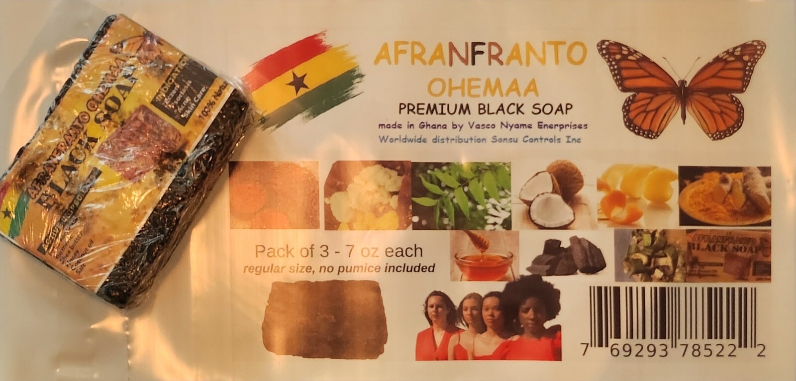 Afranfranto Ohemaa African Black Soap pack of 3