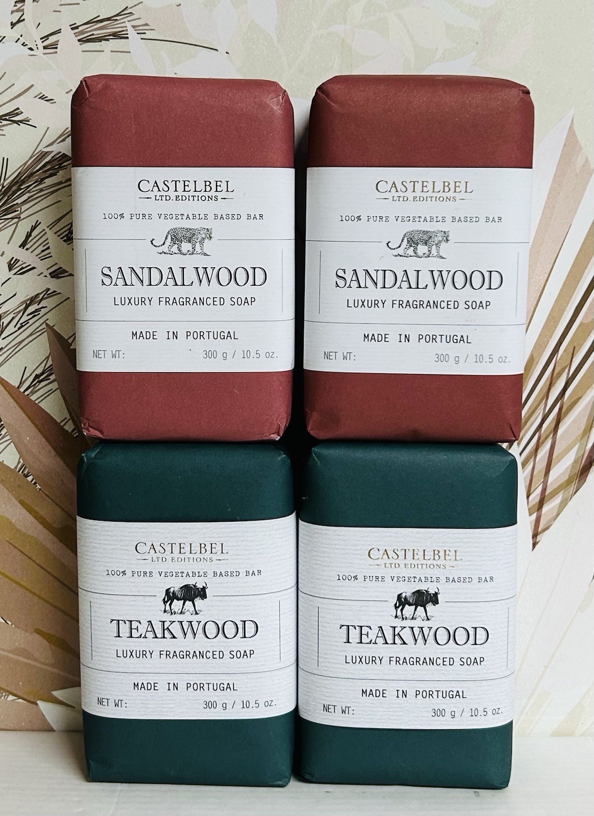 4-Pack Castelbel ~ Teakwood & Sandalwood Luxury Fragranced Bar Soap 10.5 oz Each