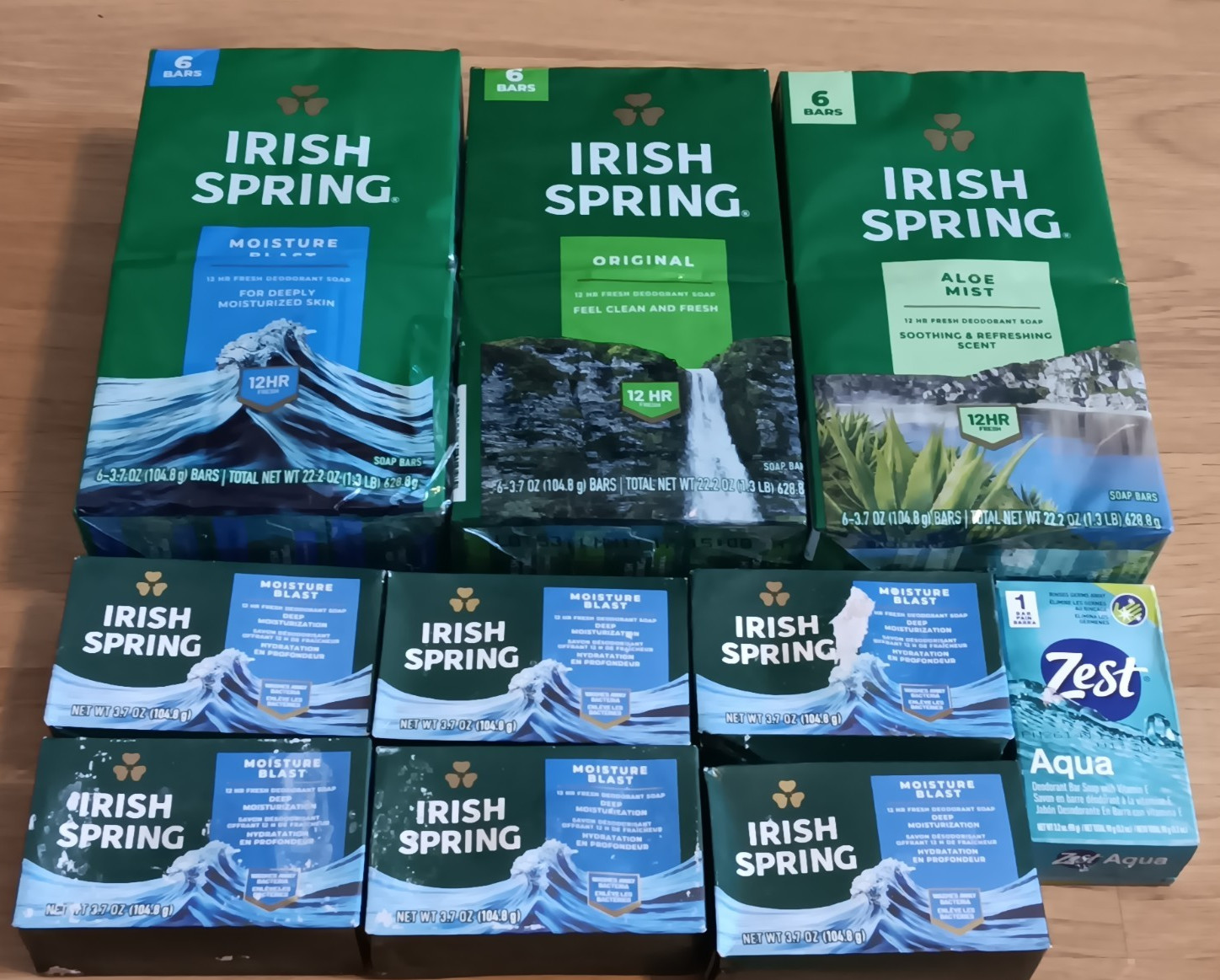 Irish Spring Aloe Mist Original Moisture Blast Zest Aqua Bar Soap Lot 25 Count