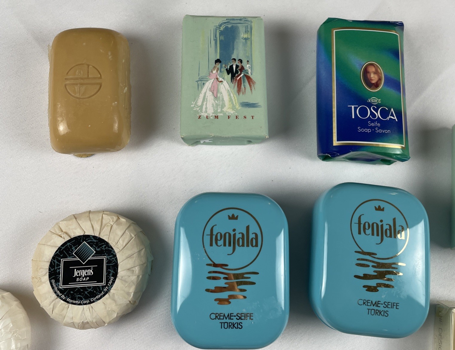 VTG. Bar Soap Lot of 9 Full Size Bars + Fenjala, Jergens, Tosca, Zum Fest, +