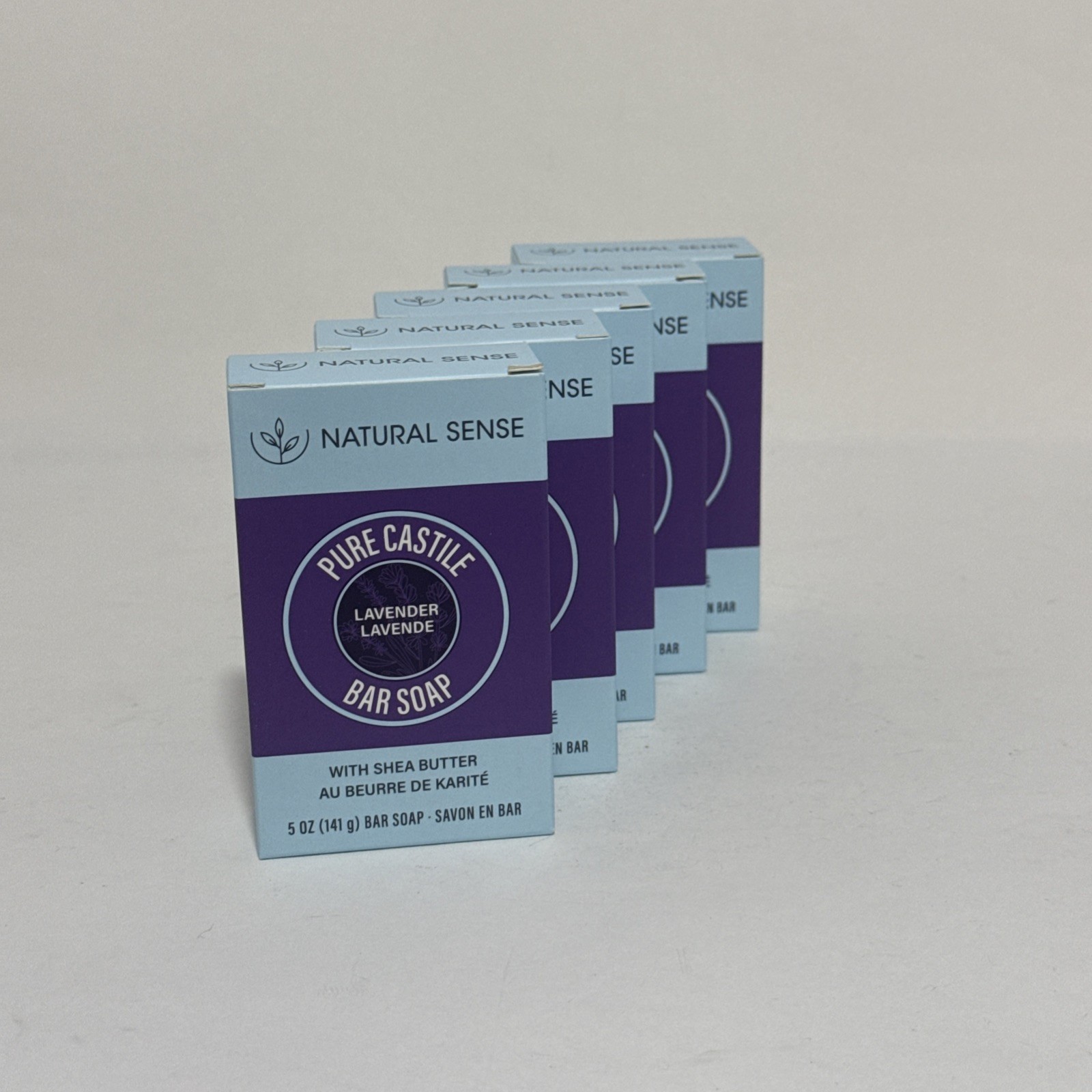 Natural Sense Pure Castile Lavender Bar Soap Plant Based 5 oz (141g) ~ 5 Pack