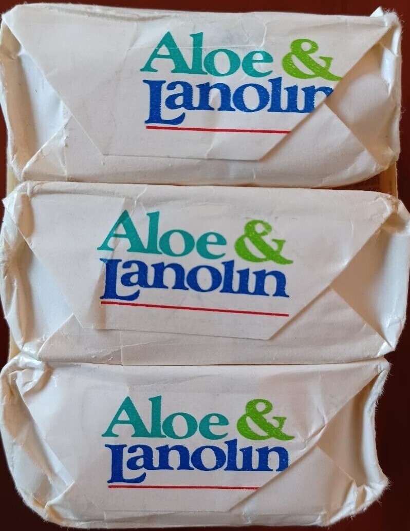 Vtg 1985 Jergens Aloe & Lanolin Skin Conditioning Soap Bar 3pk 4.75oz NOS Prop