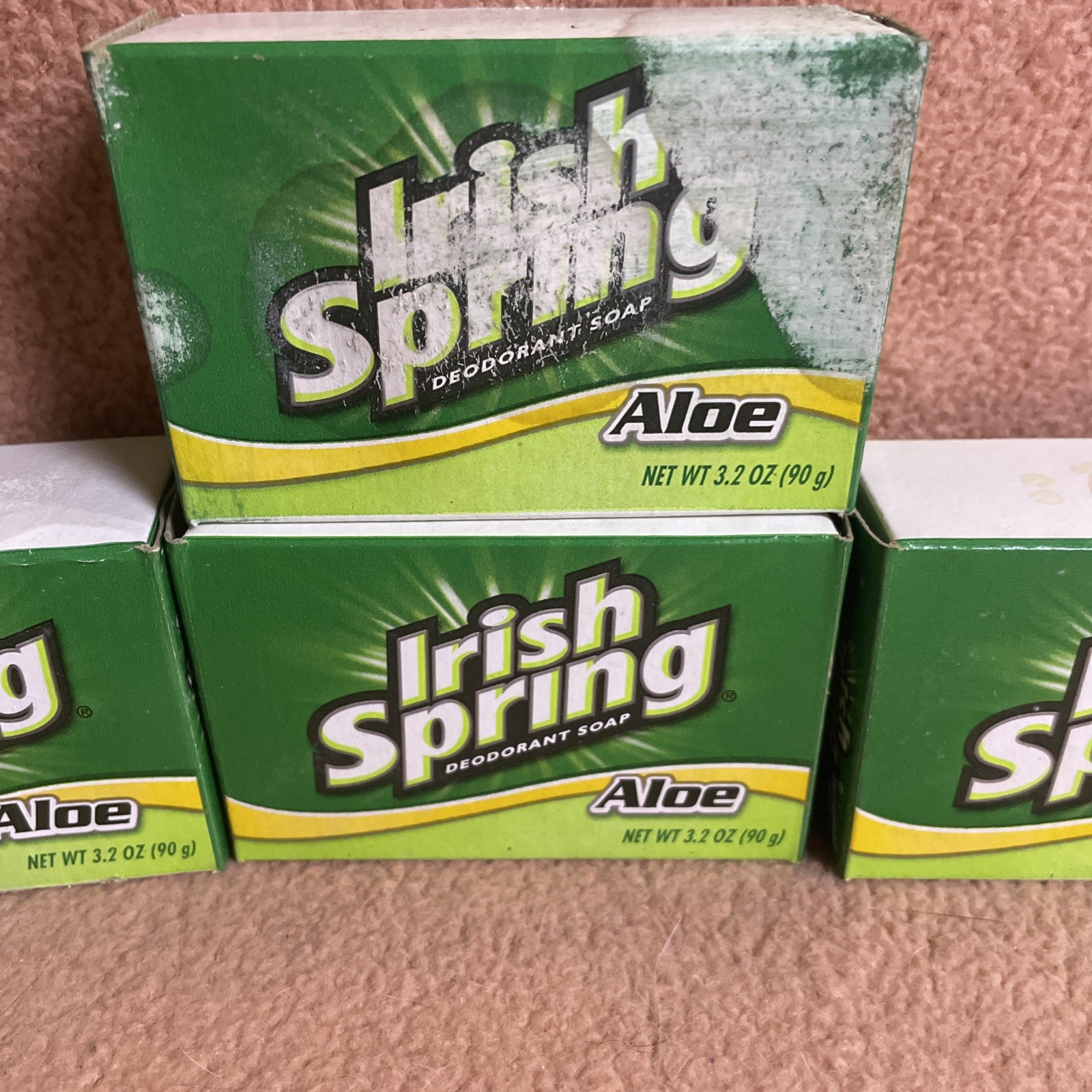 4 Irish Spring ALOE Deodorant Soap Bath Bar 3.2 oz SEALED Boxes NOS