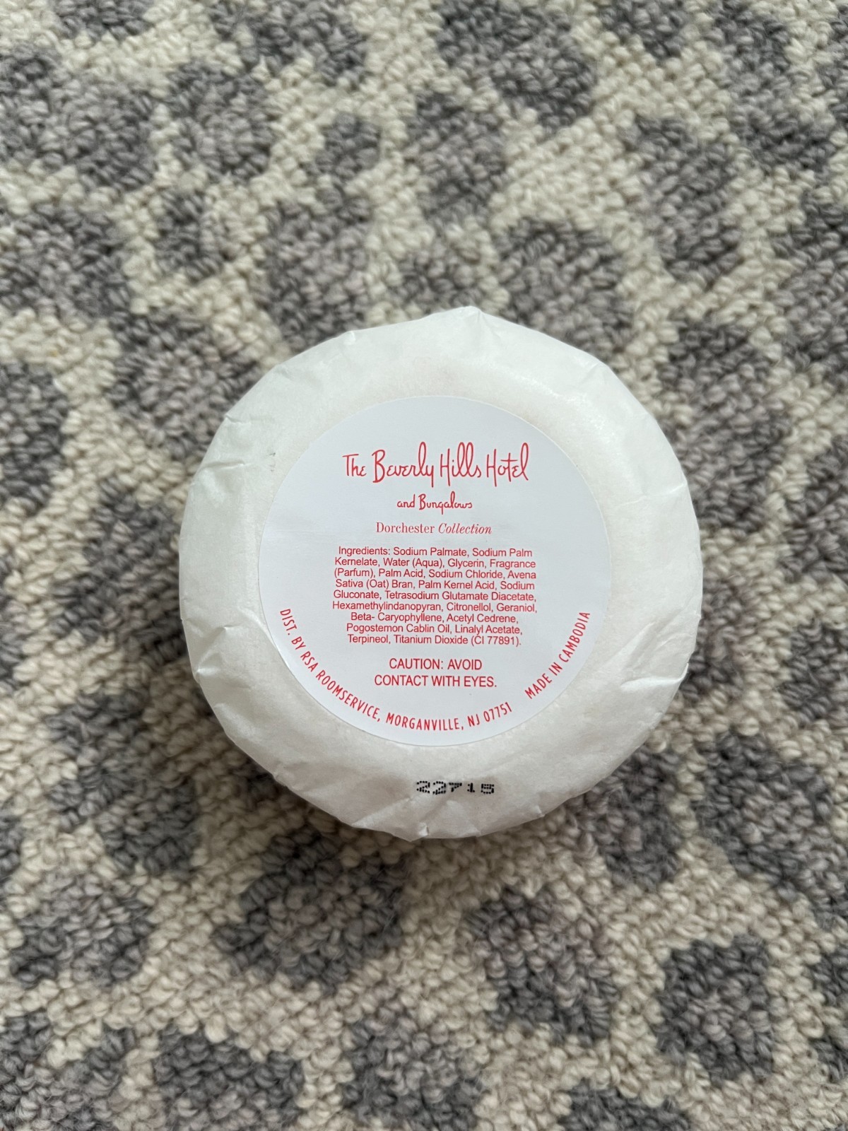 NEW Bevery Hills Hotel Oatmeal Soap Bar 85g 3.0floz