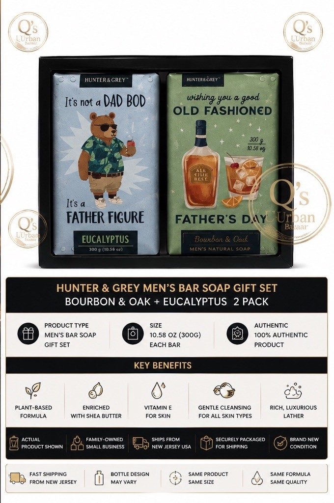 Hunter & Grey Men’s Bar Soap Gift Set Bourbon & Oak Eucalyptus 2-Pack 10.58oz