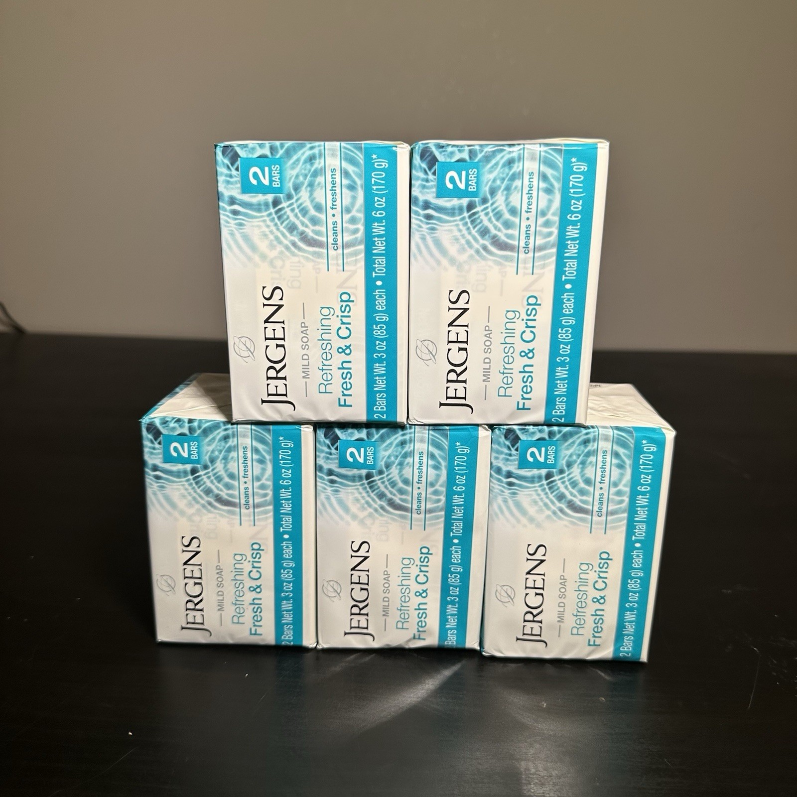 5x Lot Jergens Fresh & Crisp Mild Soap 10 Bars Total New Sealed