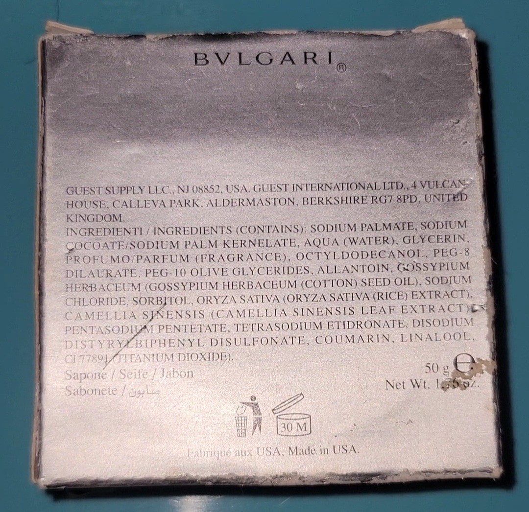BVLGARI Soap Eau Parfumee Au The Blanc Savon 1.76 oz Mini Hotel Travel Size