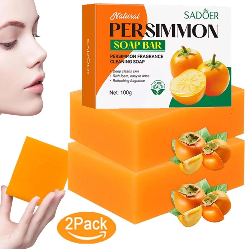 2X Natural Persimmon Soap Bar for Body Odor Control, Organic Deodorant Body Wash