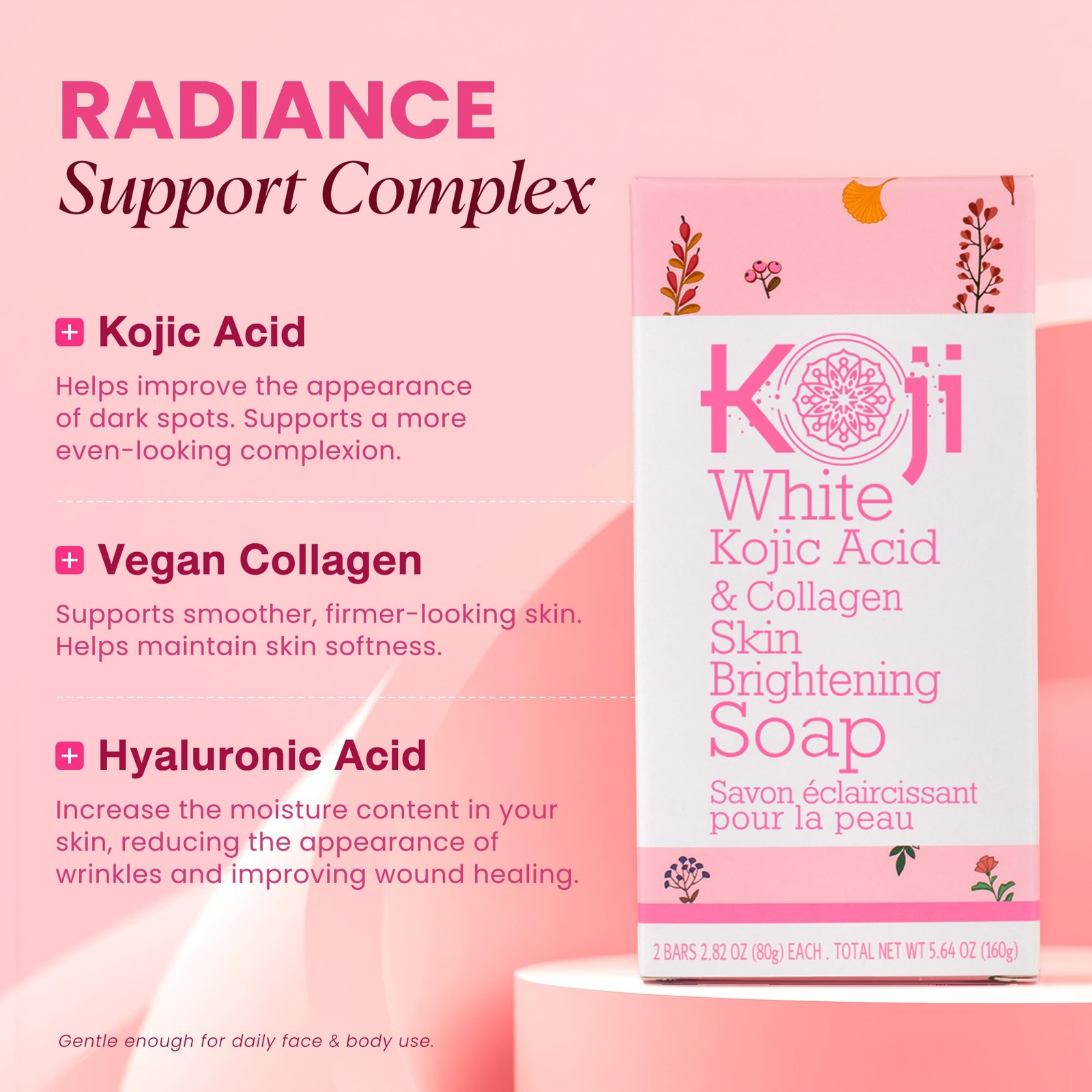 Kojic Acid & Collagen Skin Brightening Soap for Face & Natural Glowing Skin -…