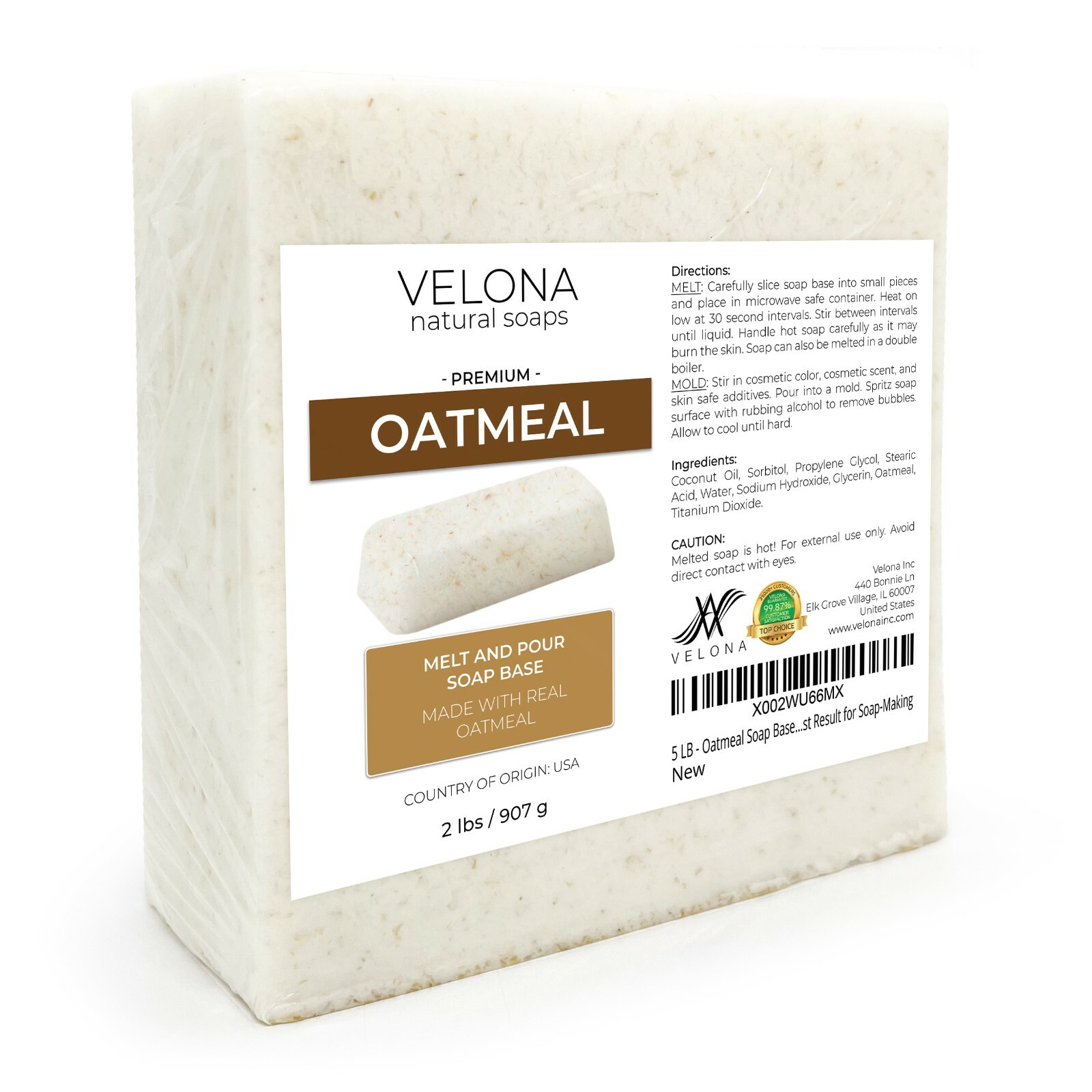 2,4,5,10,25 LB – Oatmeal Soap Base by Velona | SLS/SLES free | Melt and Pour