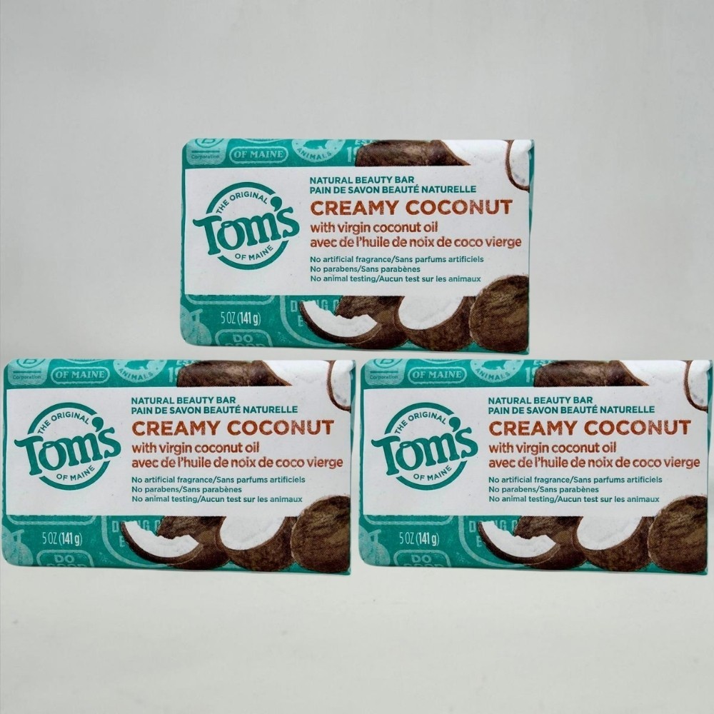 3 Pack – Tom’s of Maine Natural Beauty Bar Soap, Creamy Coconut, 5oz