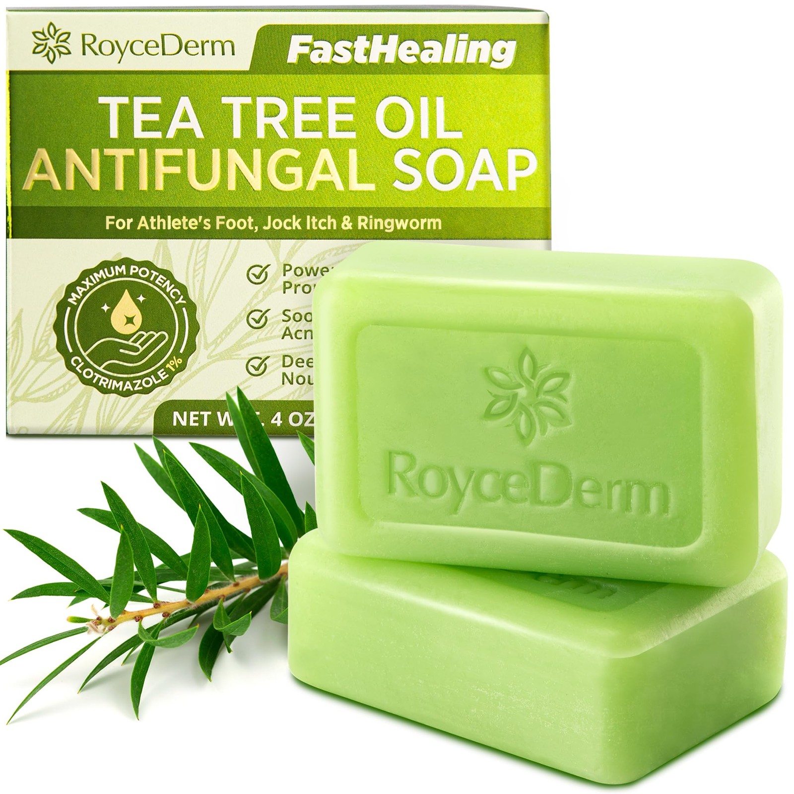 Roycederm Antifungal Bar Soap Tea tree Oil Soap Athlete’s Foot Treatment