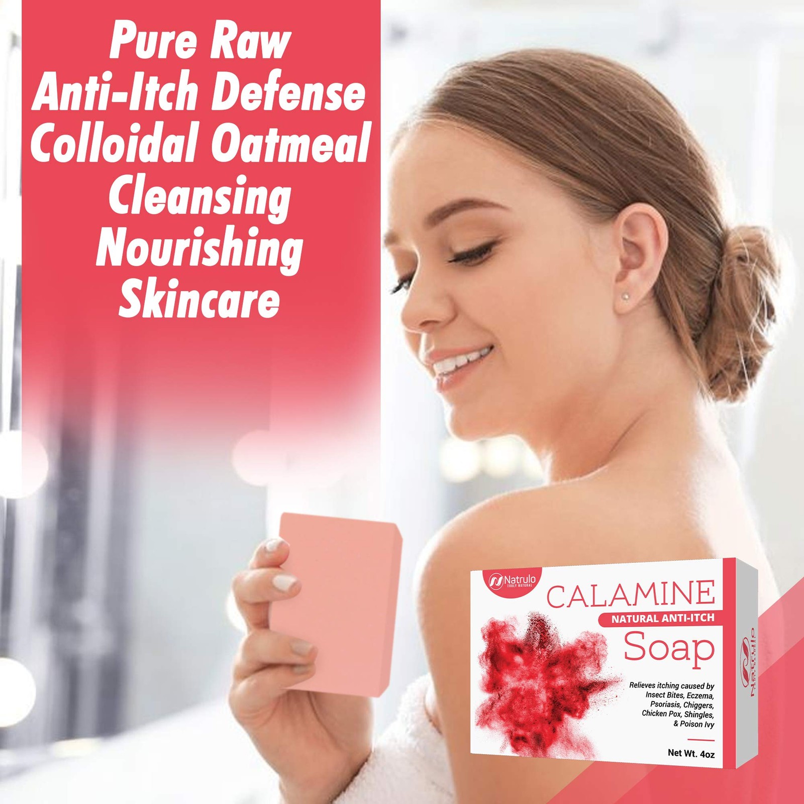 Natrulo | Natural Instant Itch Relief Soap Bar | Calamine | Oatmeal |4 Oz| 240