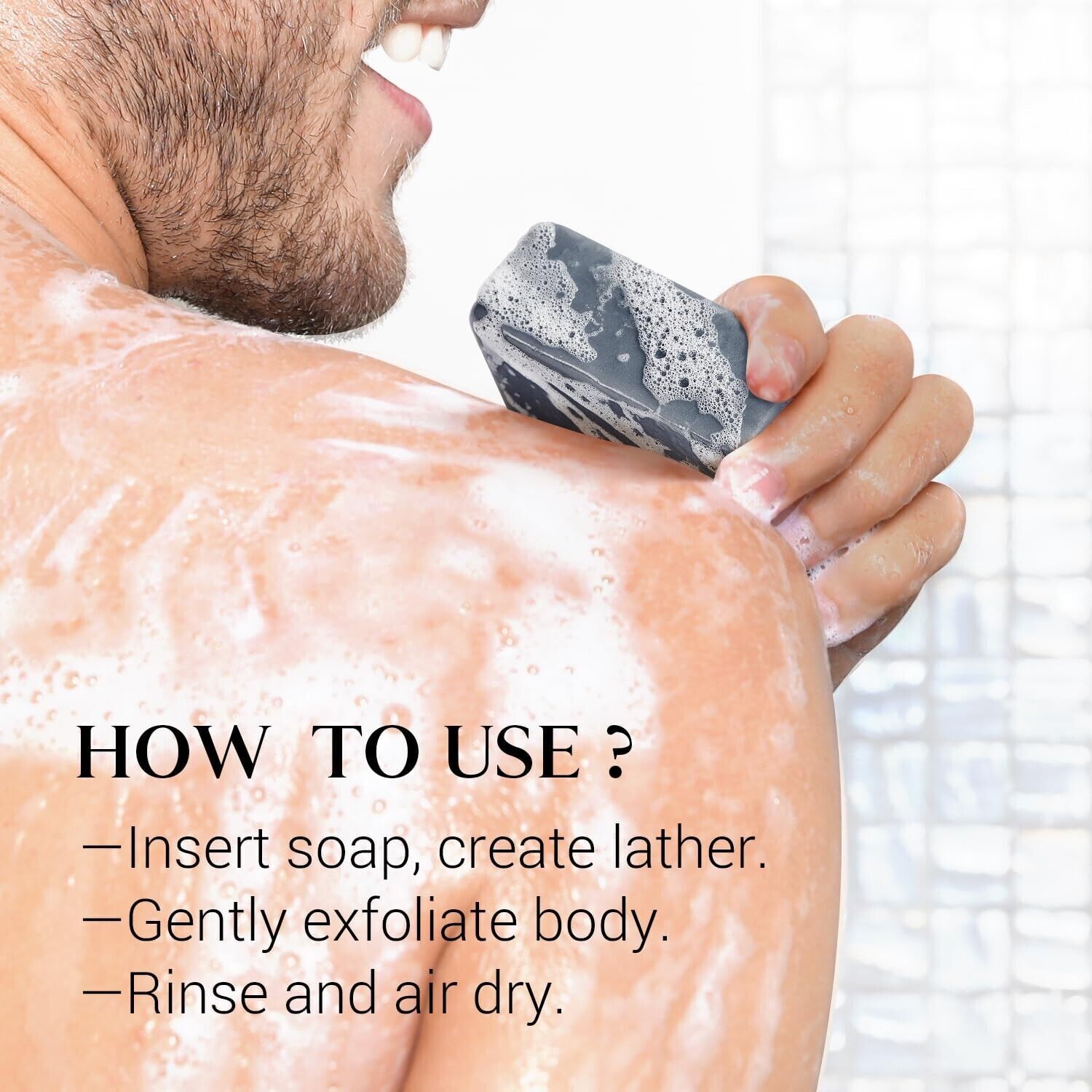 Men’s Natural Bar Soap, Pine, Coffee & Ocean Scent Soaps with 2 Loofah Bags