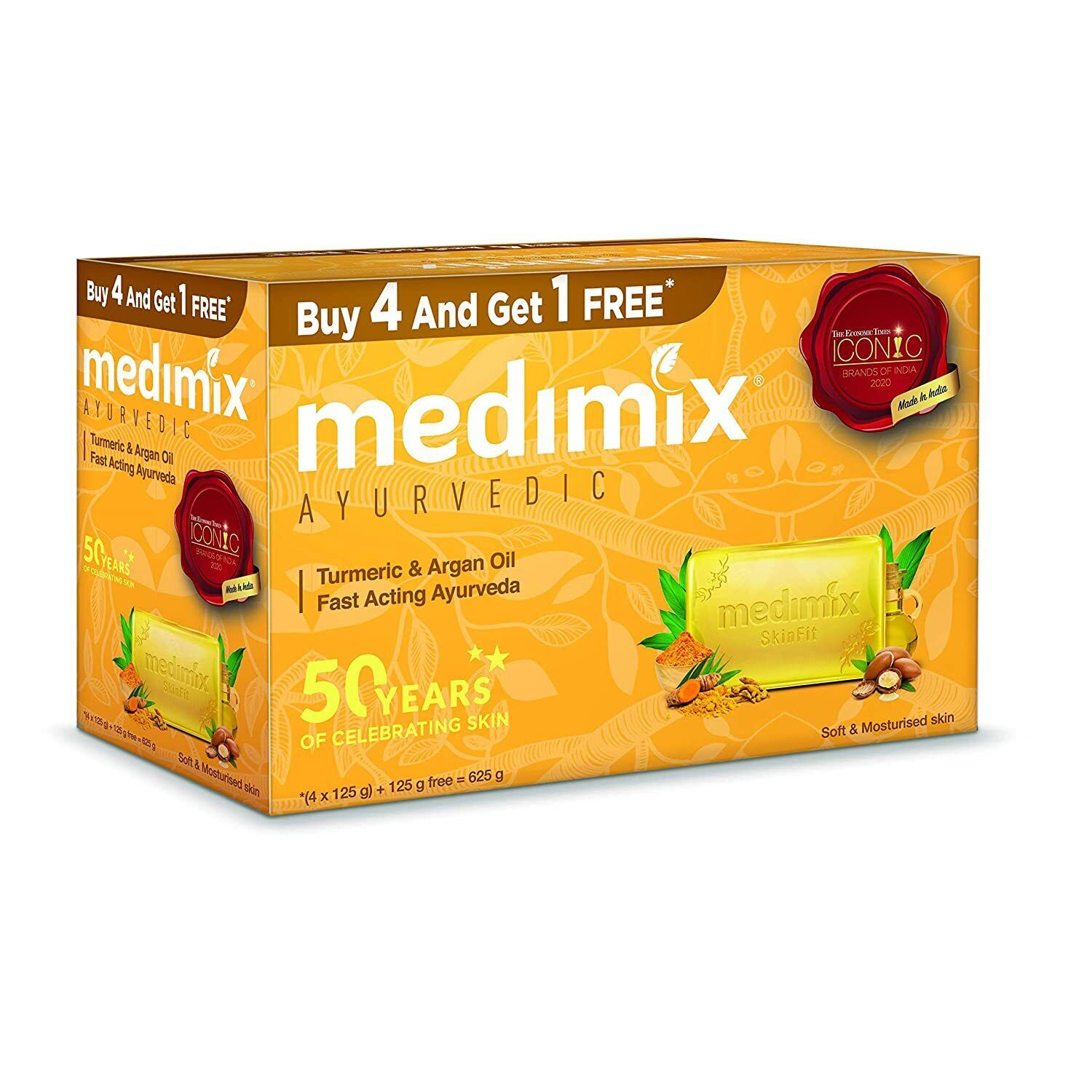 ( NEW ) 5 pcs Medimix Ayurvedic Turmeric & Argan Oil Soap (125gm)