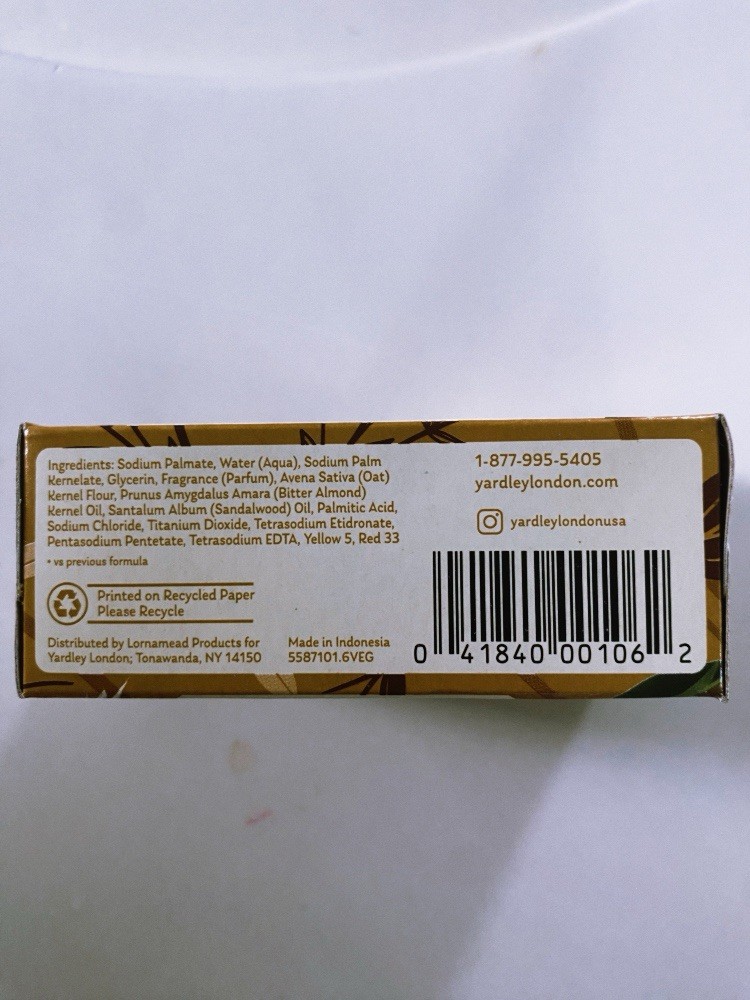 Yardley London Oatmeal & Almond Bath Soap Bar – 4.0 oz – Soothes Dry Skin