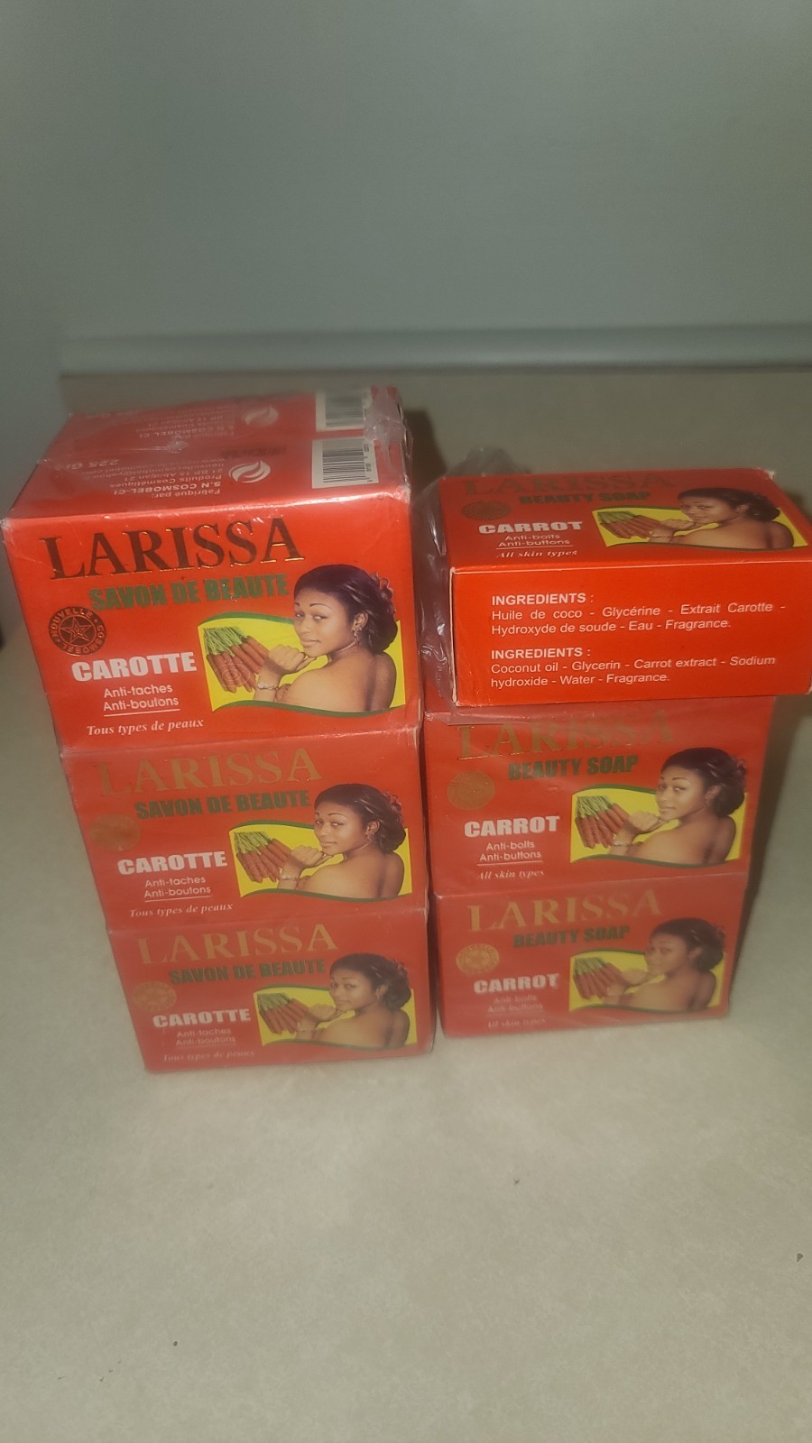 Larissa Lightening Brightening Carrot Beauty Soap All Skin Types Pack of 6