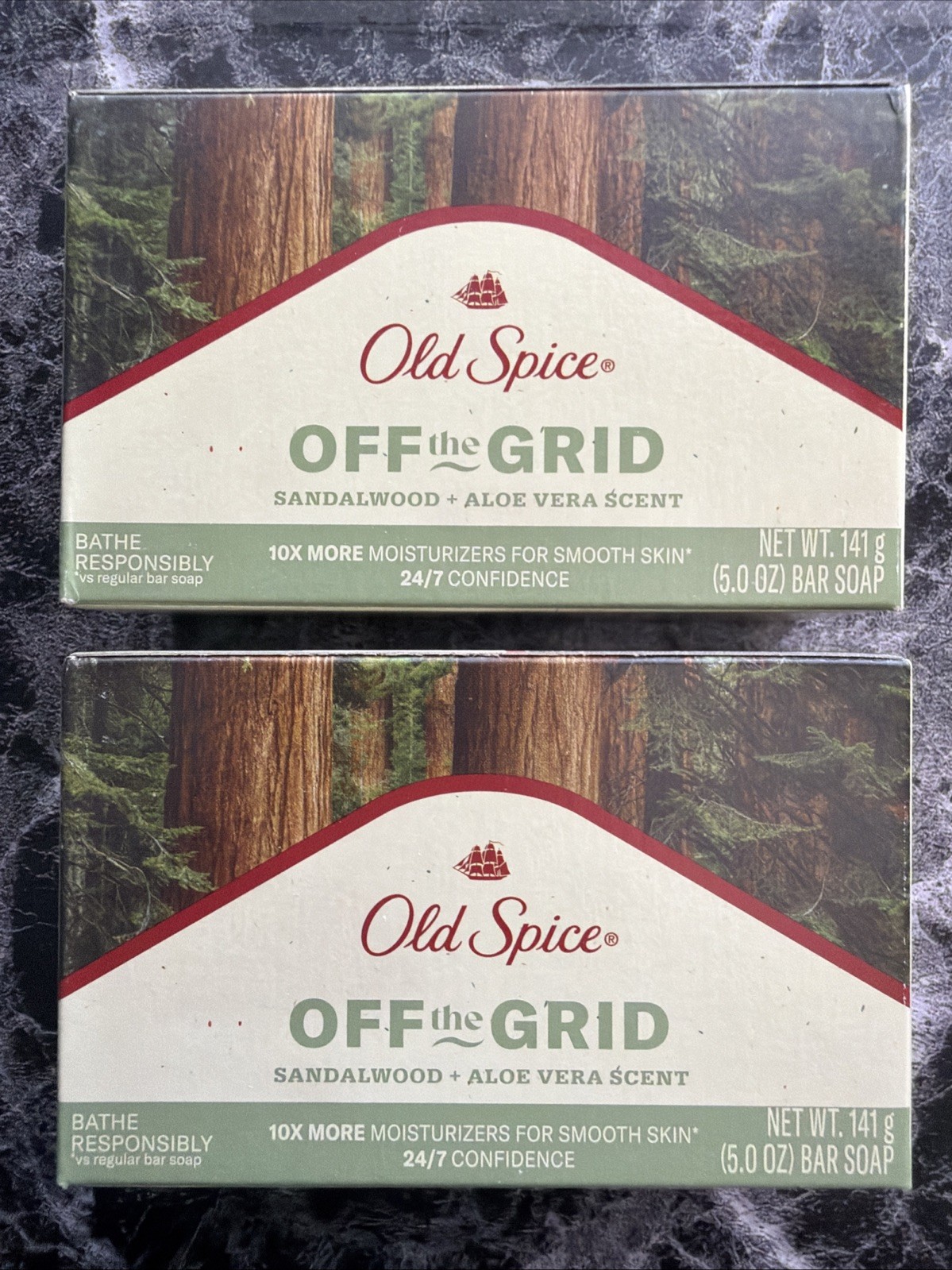 2 Old Spice Bar Soap 24/7 Off The Grid, Sandalwood & Aloe Vera Scent, FREE SHIP