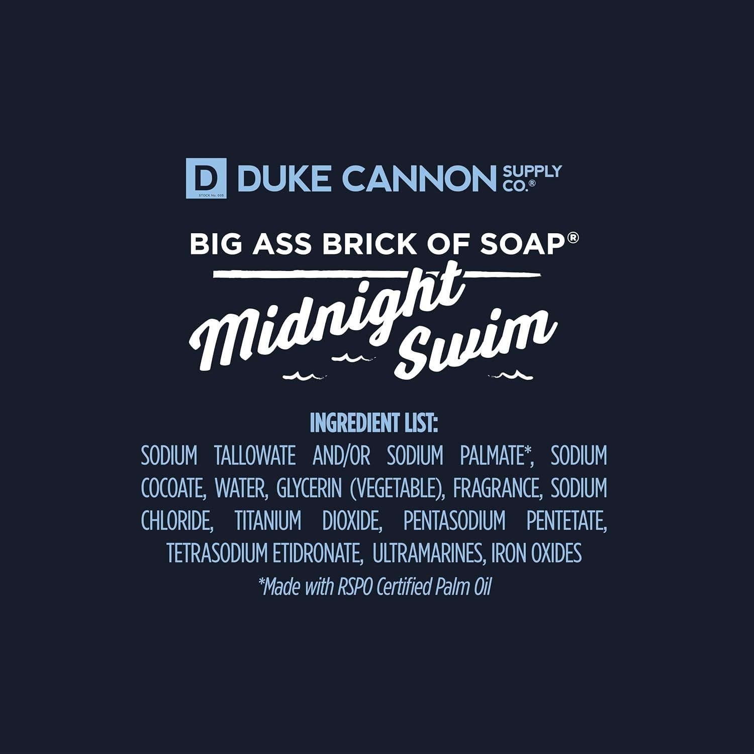 10oz Men’s Soap Bar – Duke Cannon Midnight Swim, Natural Ingredients