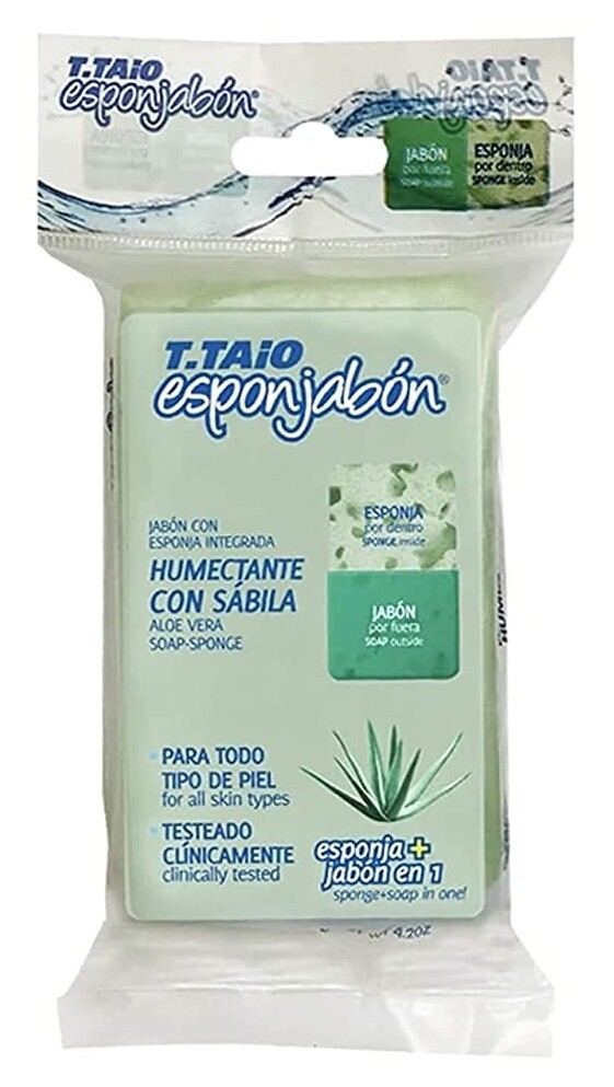 T.TAiO Esponjabon Aloe Vera Soap Sponge 4.20 oz All Skin Types Clinically Tested