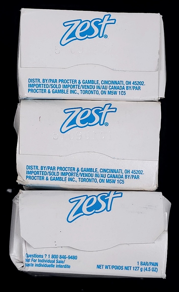 Lot of 3 Vintage Zest Aqua Deodorant Bar Soap NOS Beauty Bath Size 4.5 oz ea P&G