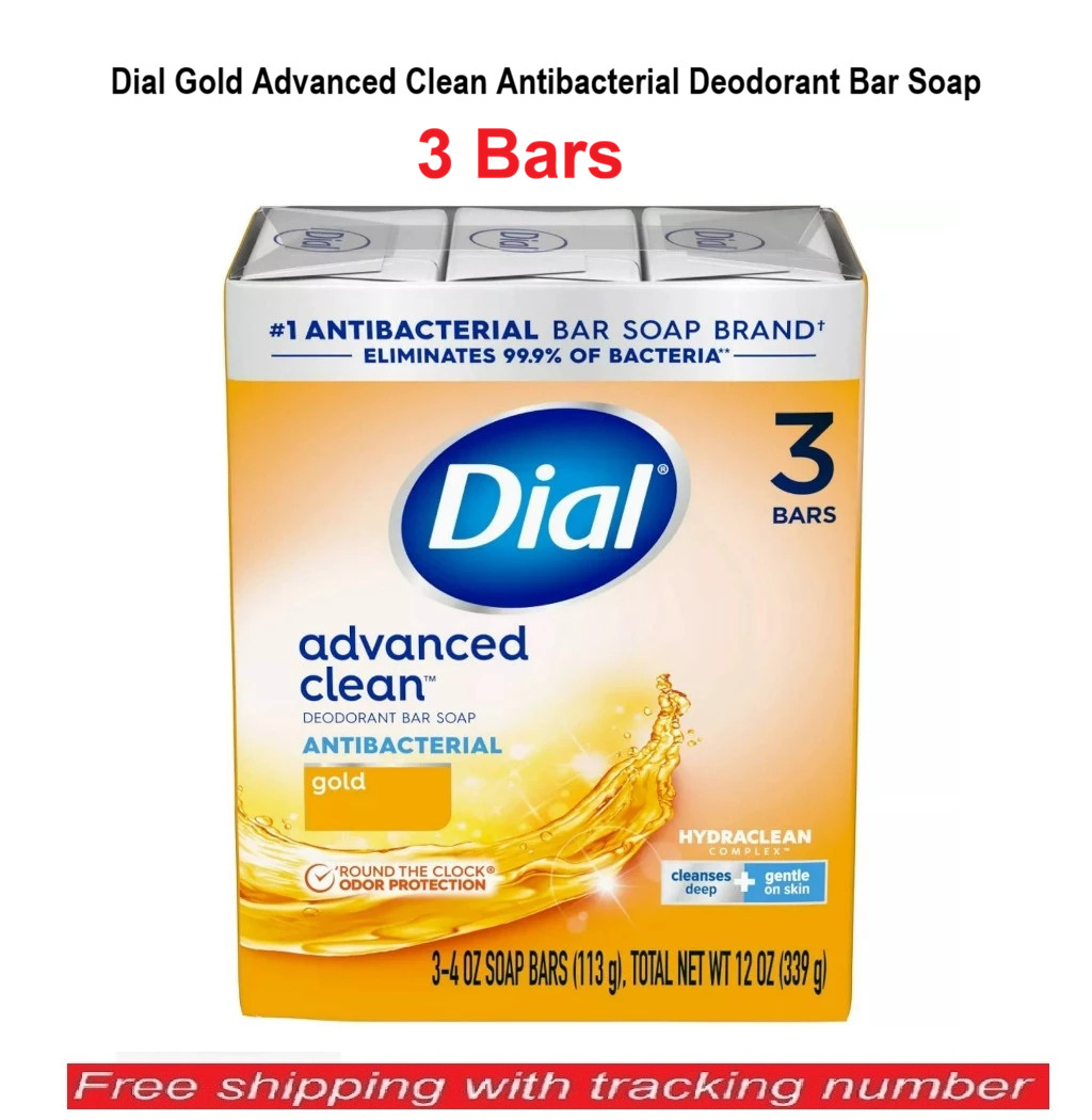 Dial Advanced Clean Gold Antibacterial Deodorant Soap Bar Body Wash 3 x 113g